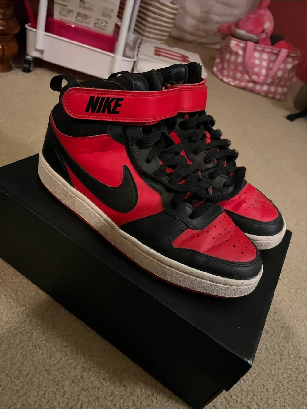 Nike Men’s Red and Black High-Top Athletic Sneakers